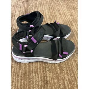 Atom AT111 Black Purple White Sport Sandals Platform Athletic Comfort US 9 EU 40